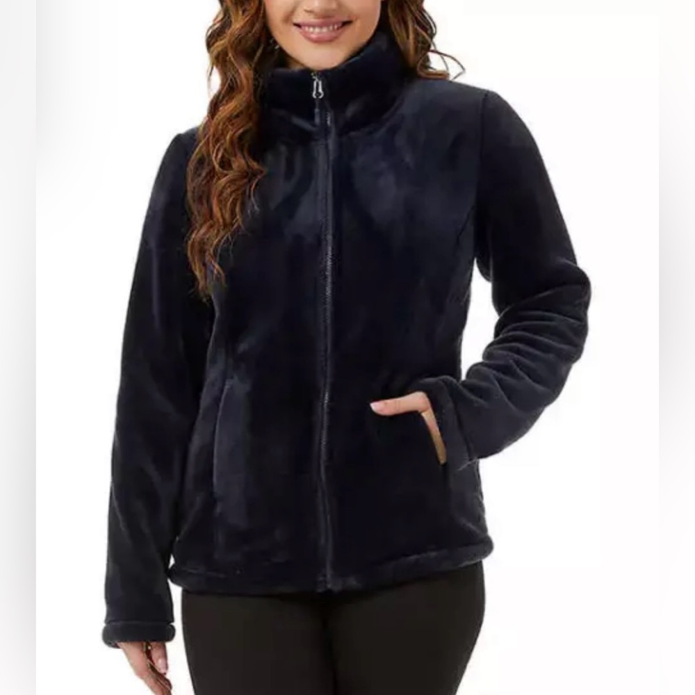 32 Degrees Black Faux Fur Full Zip Jacket Size Medium